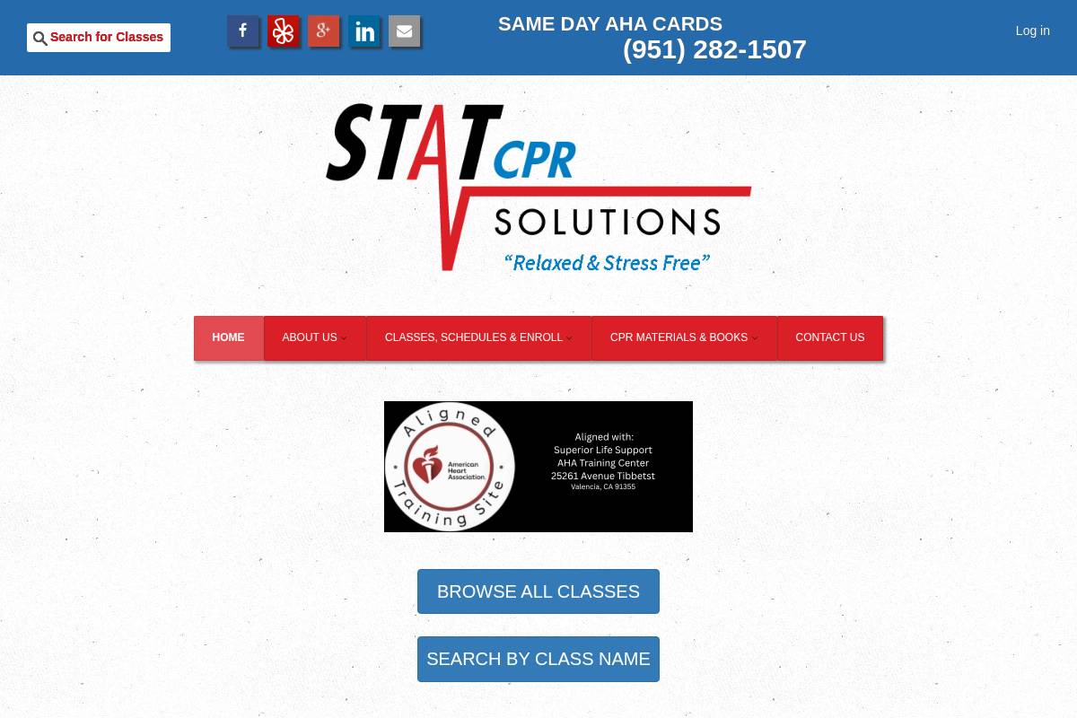 STAT CPR SOLUTIONS homepage screenshot