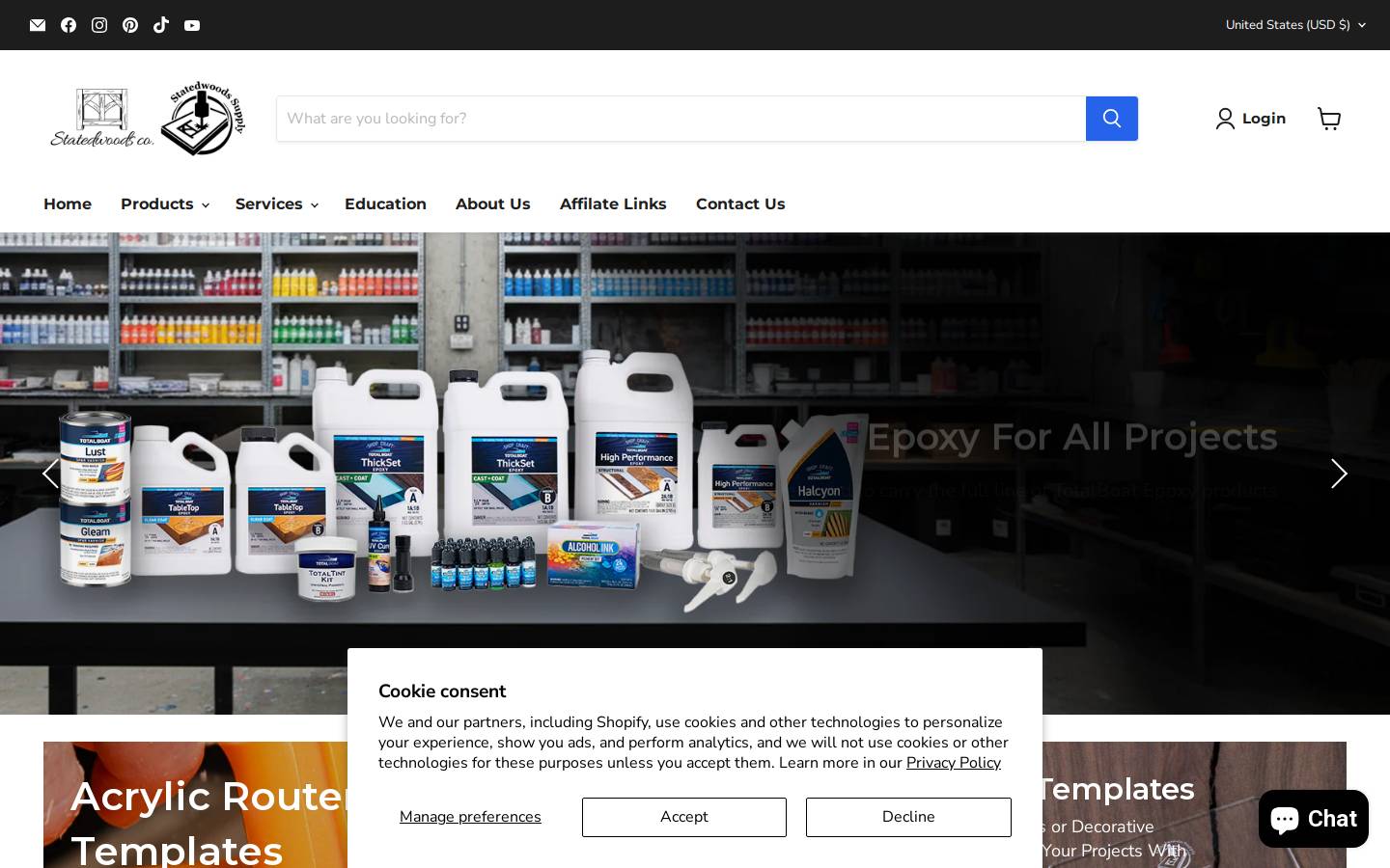 statedwoods.com homepage screenshot