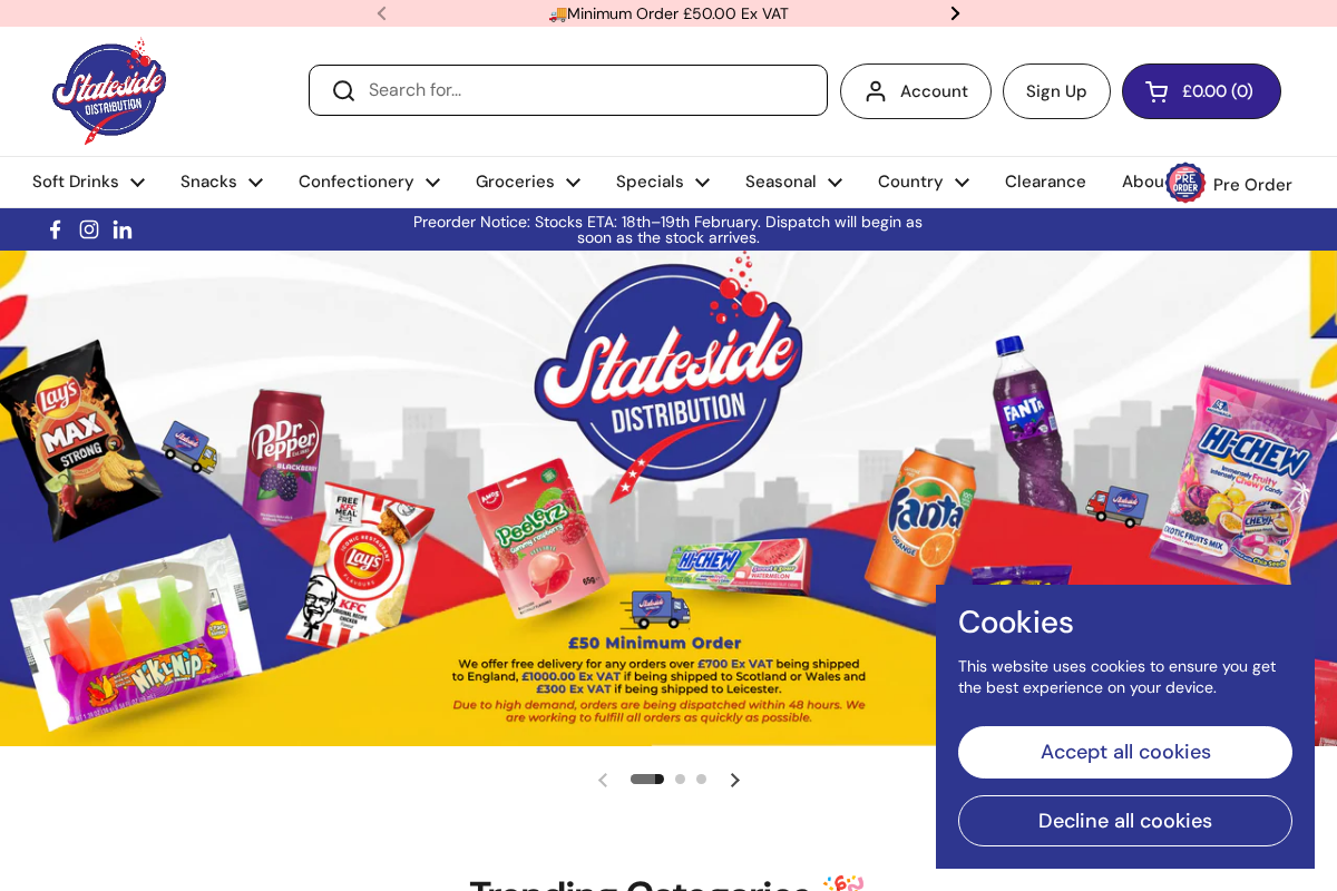 Statesidedistribution homepage screenshot