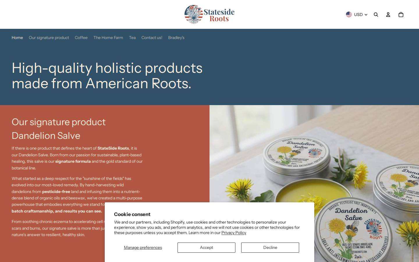 statesideroots.com homepage screenshot