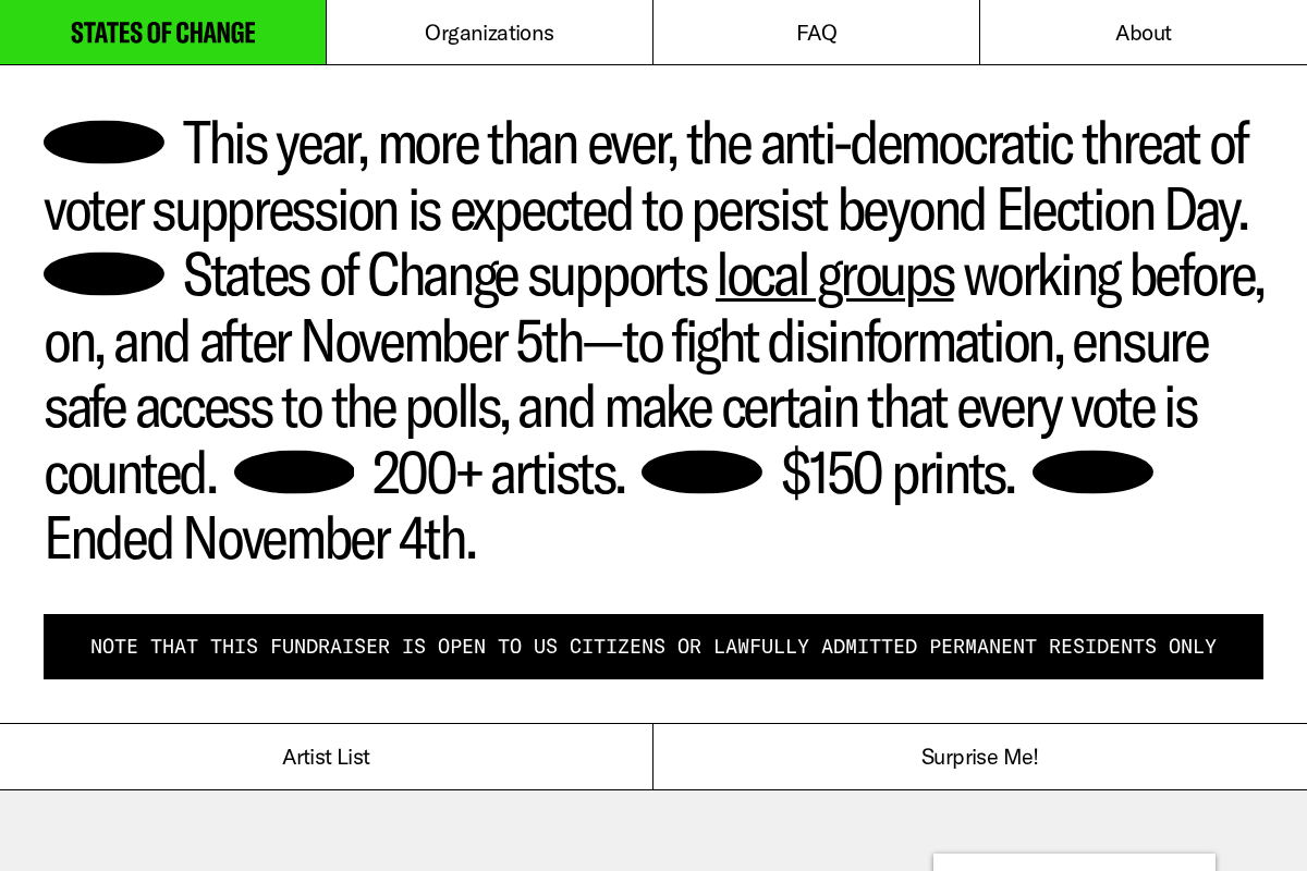 States of Change homepage screenshot