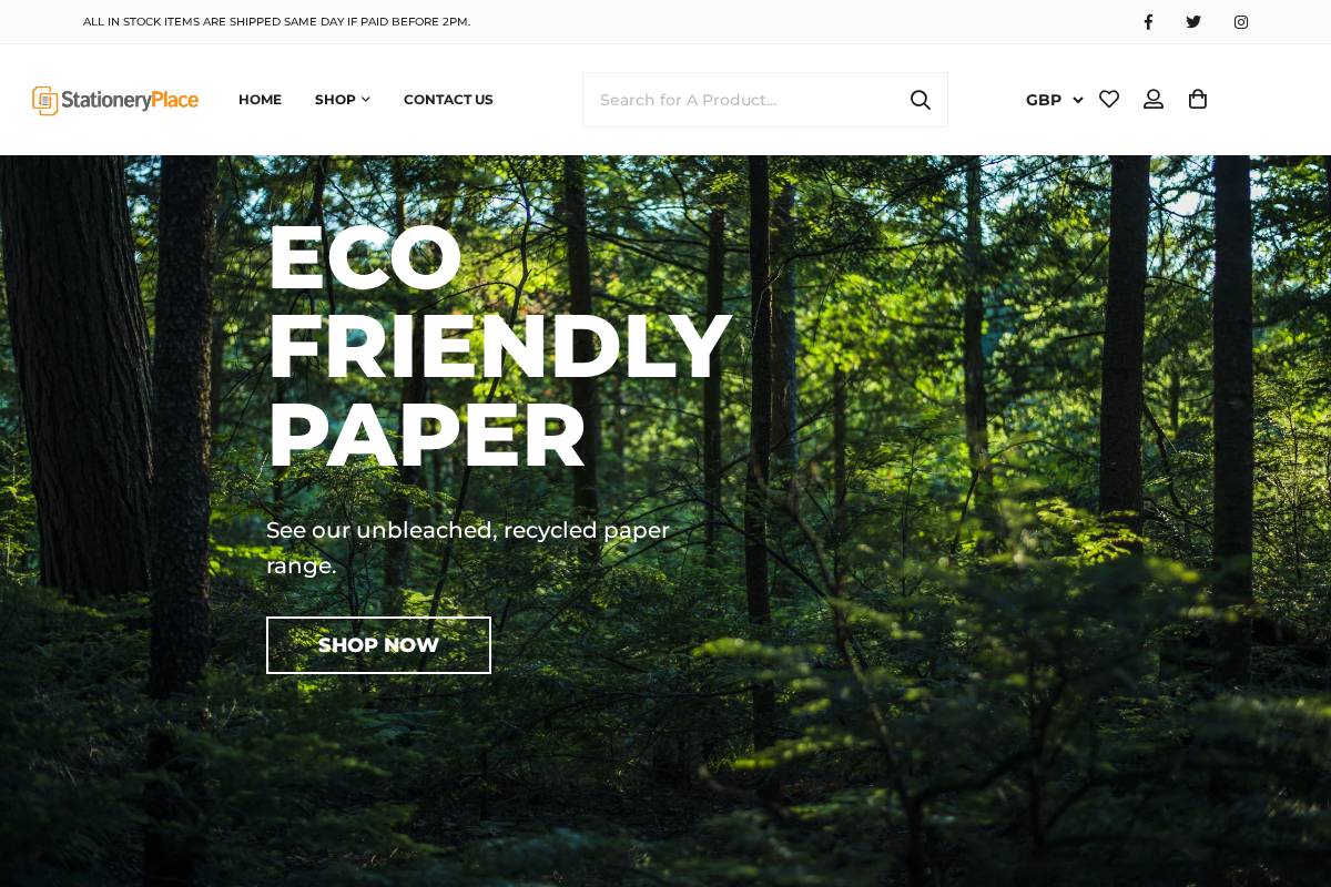 stationeryplace.co.uk homepage screenshot