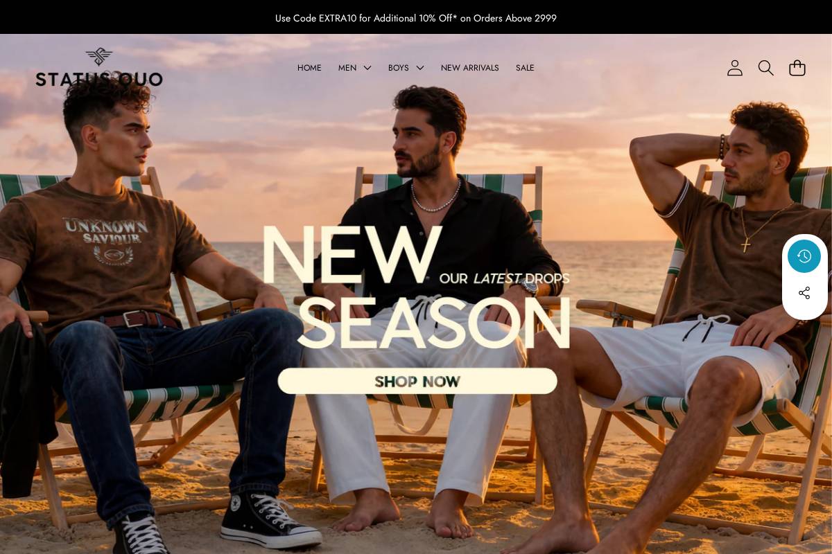 statusquo.in homepage screenshot