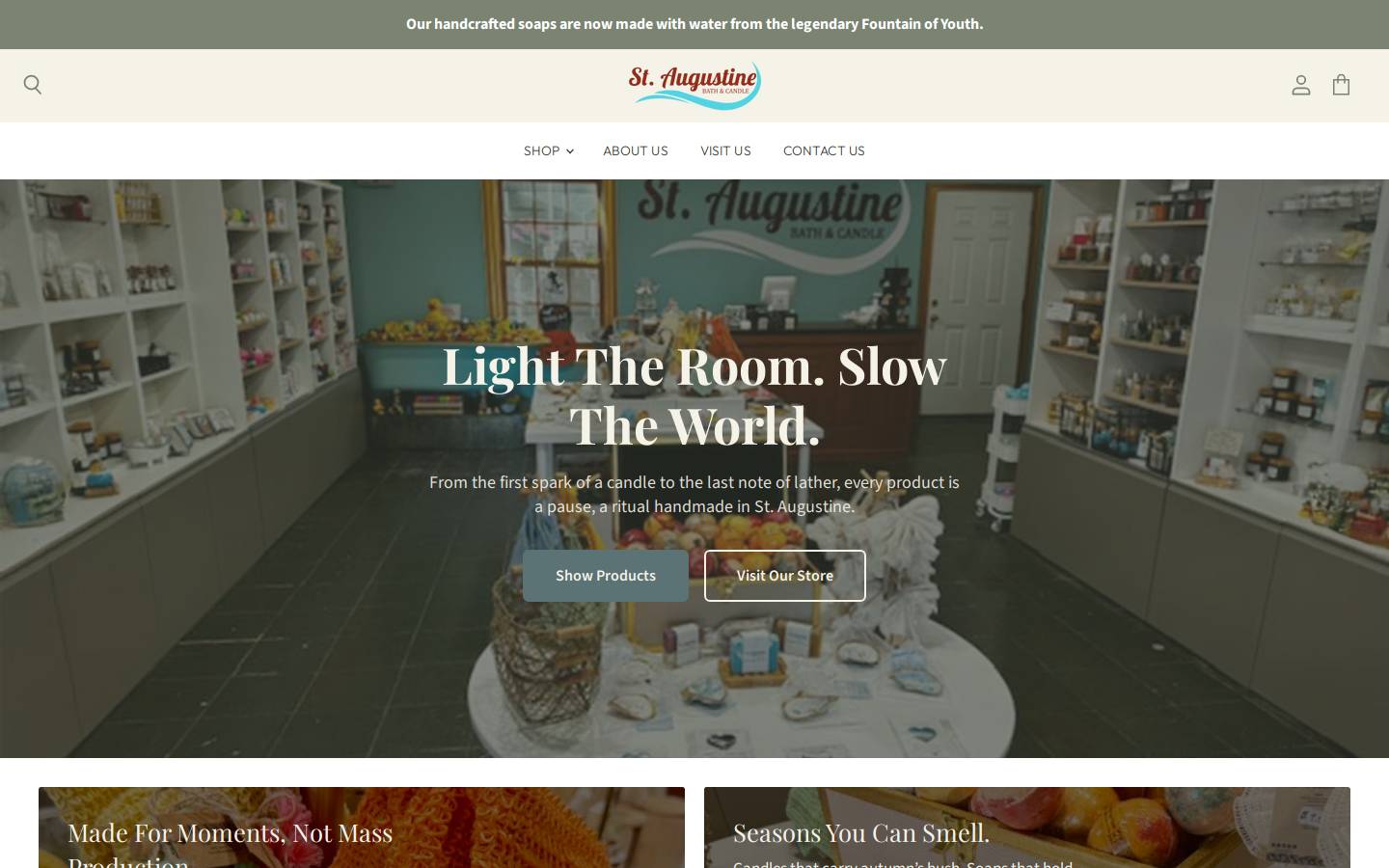 staugustinebathandcandle.com homepage screenshot