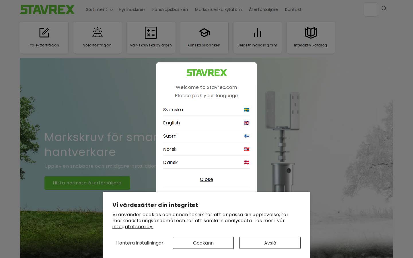 stavrex.no homepage screenshot