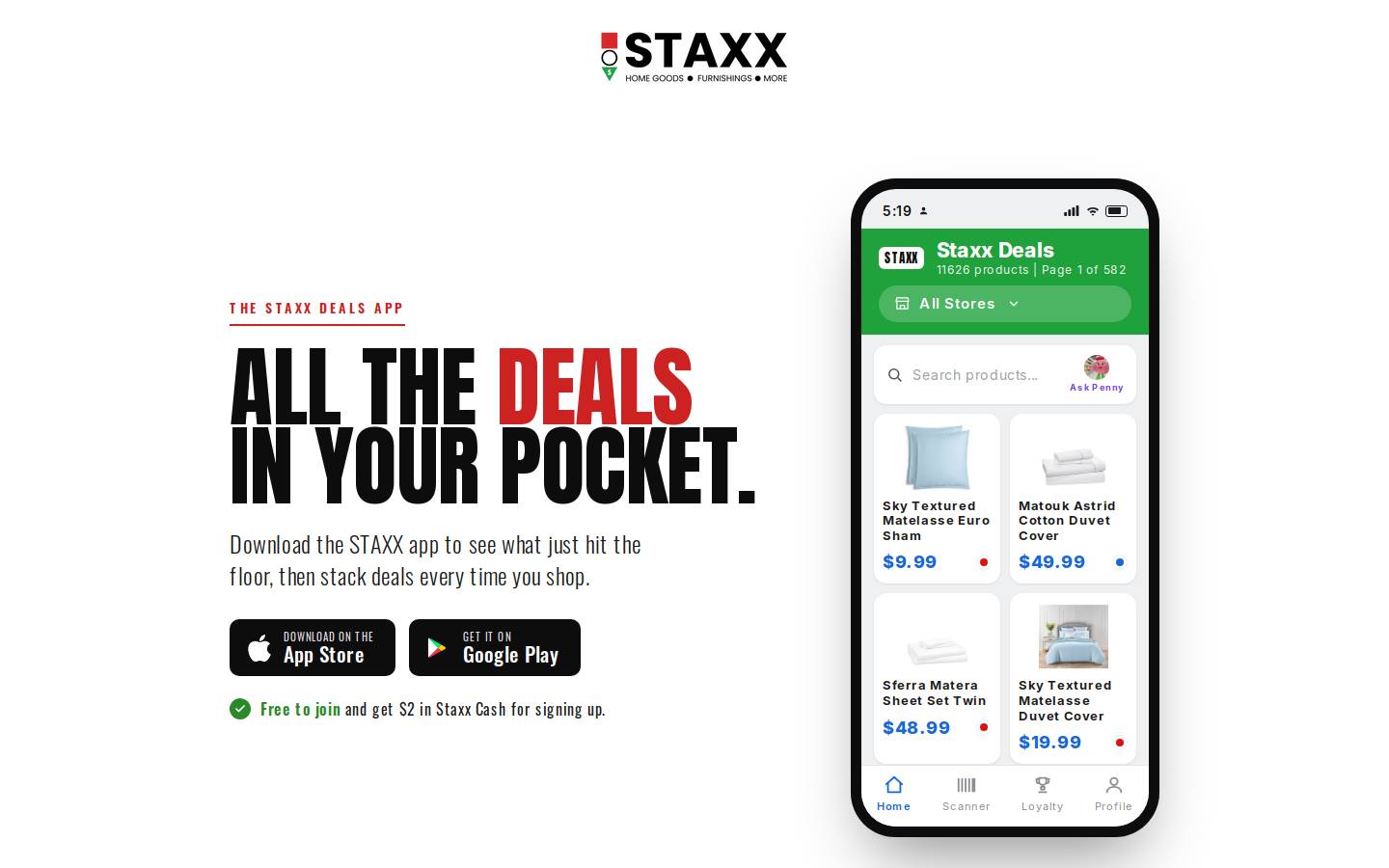 staxxdeals.com homepage screenshot