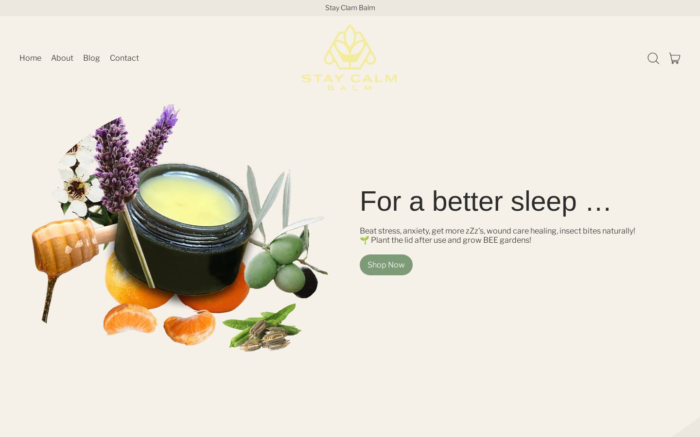 staycalmbalm.com homepage screenshot