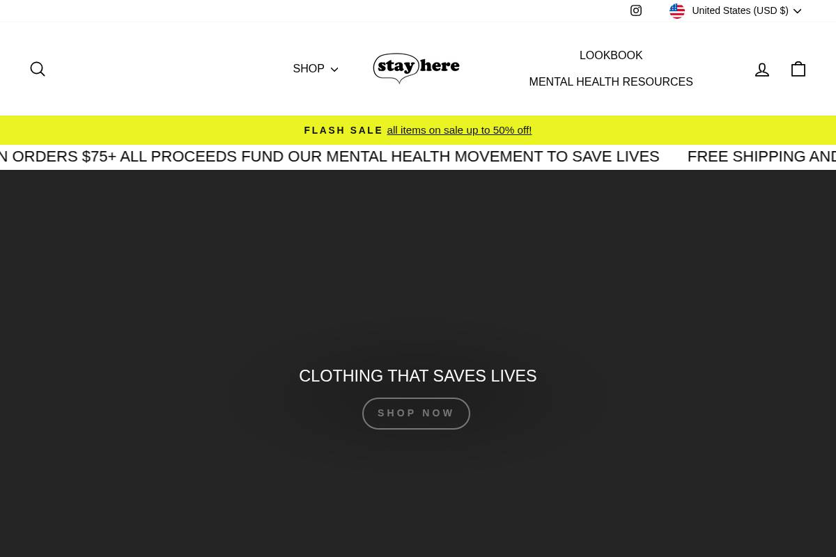 stayhere.store homepage screenshot