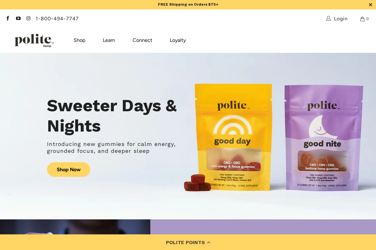 Polite Hemp homepage screenshot