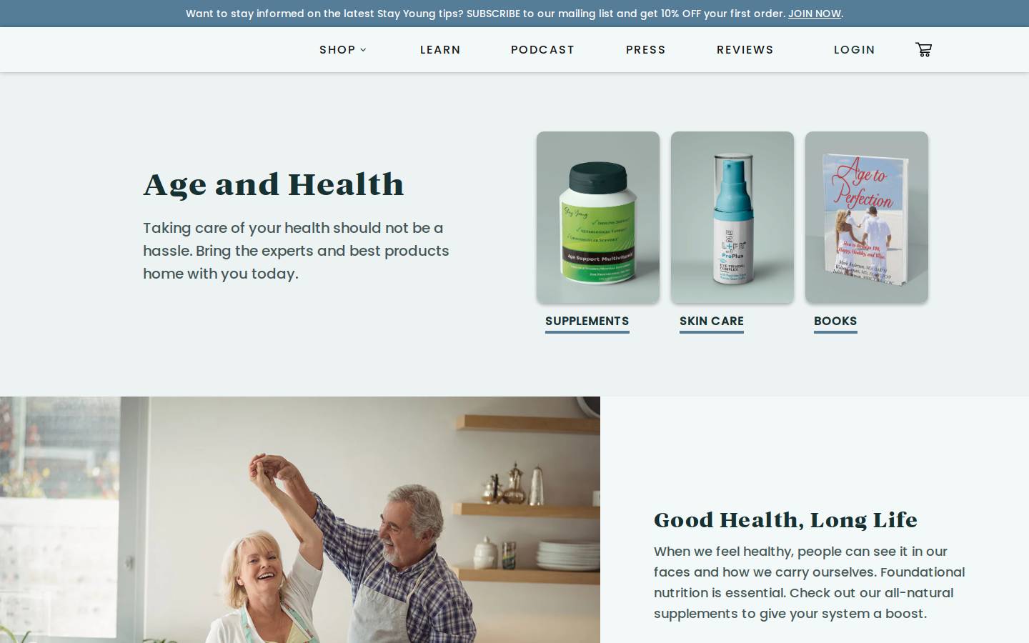 stayyoung.life homepage screenshot