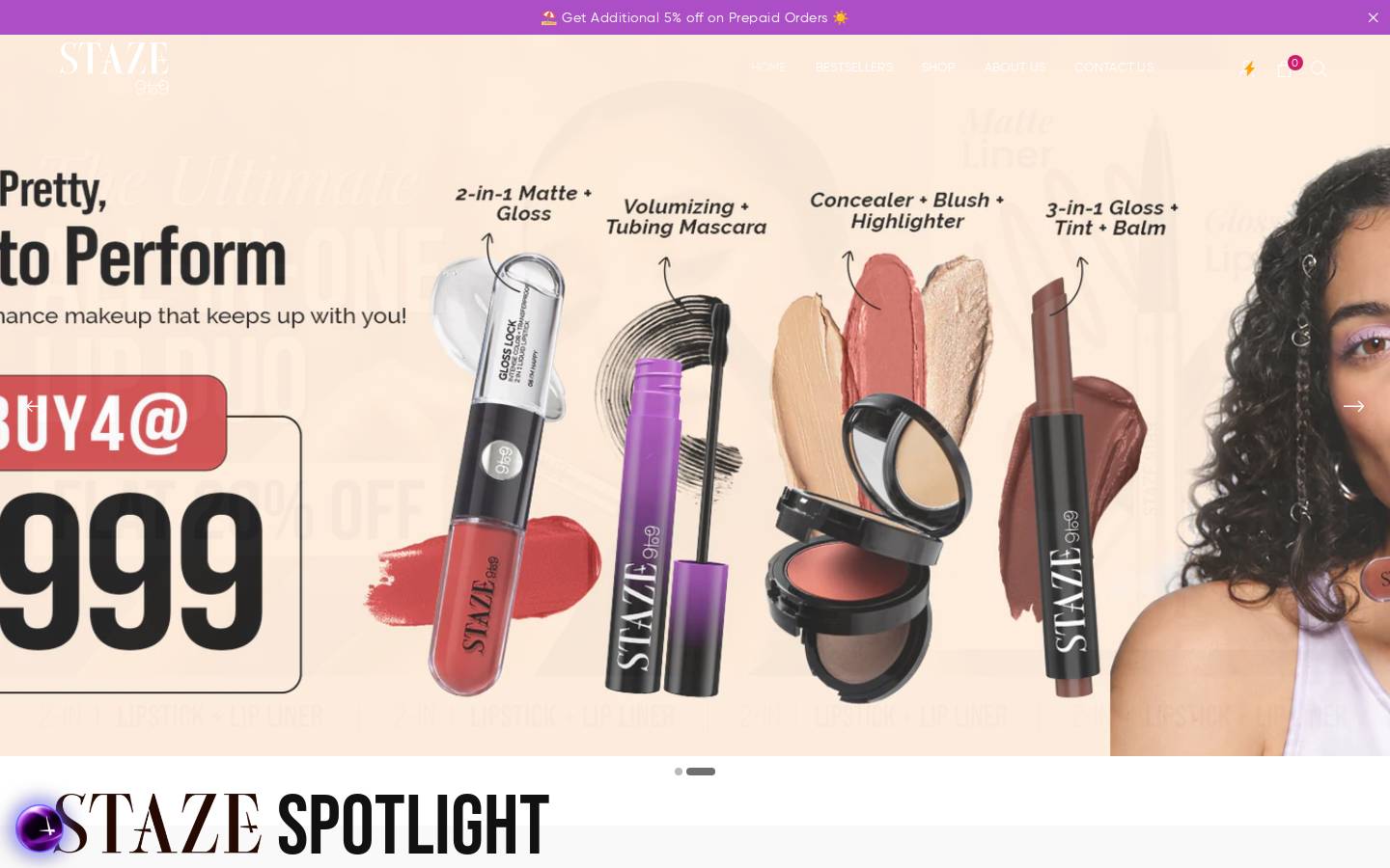stazebeauty.com homepage screenshot