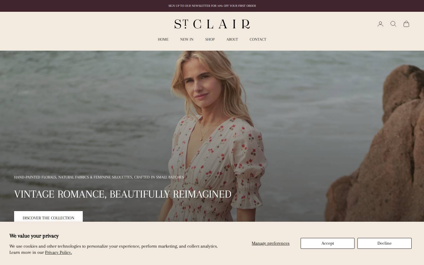 stclairlondon.com homepage screenshot