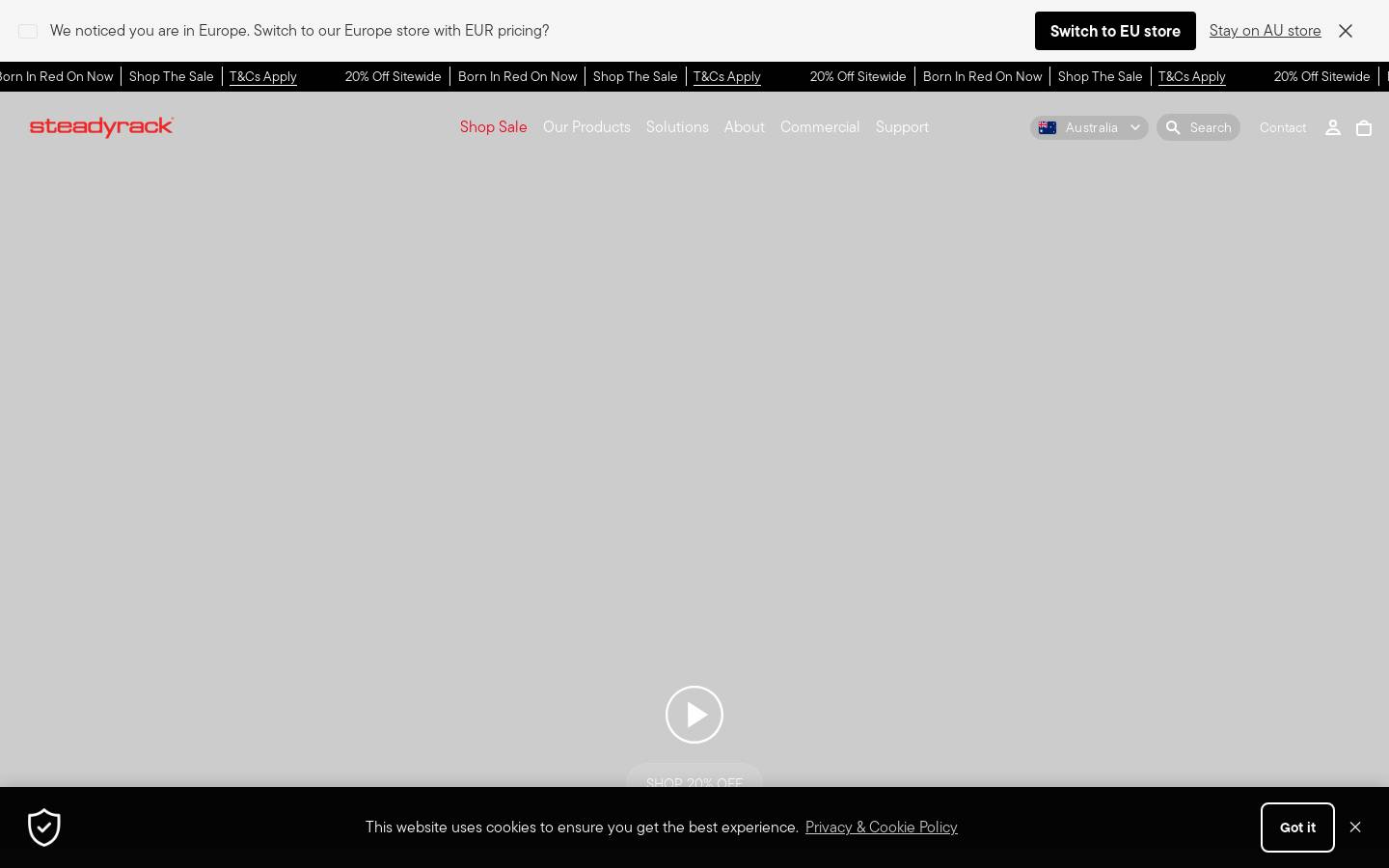 steadyrack.net.au homepage screenshot