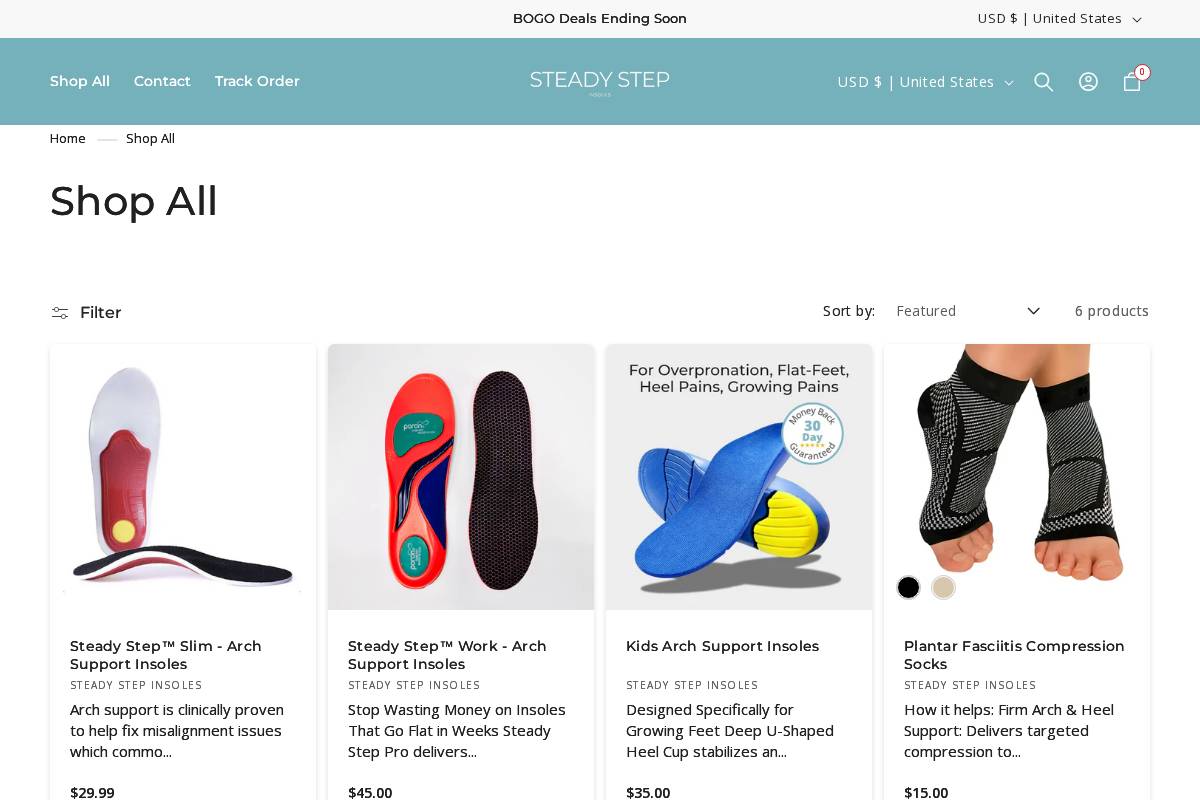 Steadystepinsoles homepage screenshot