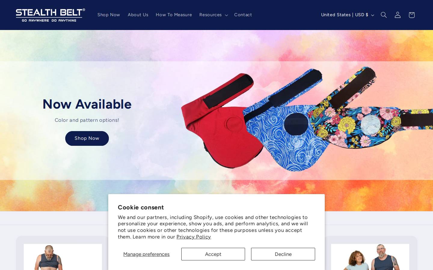 Stealth Belt homepage screenshot