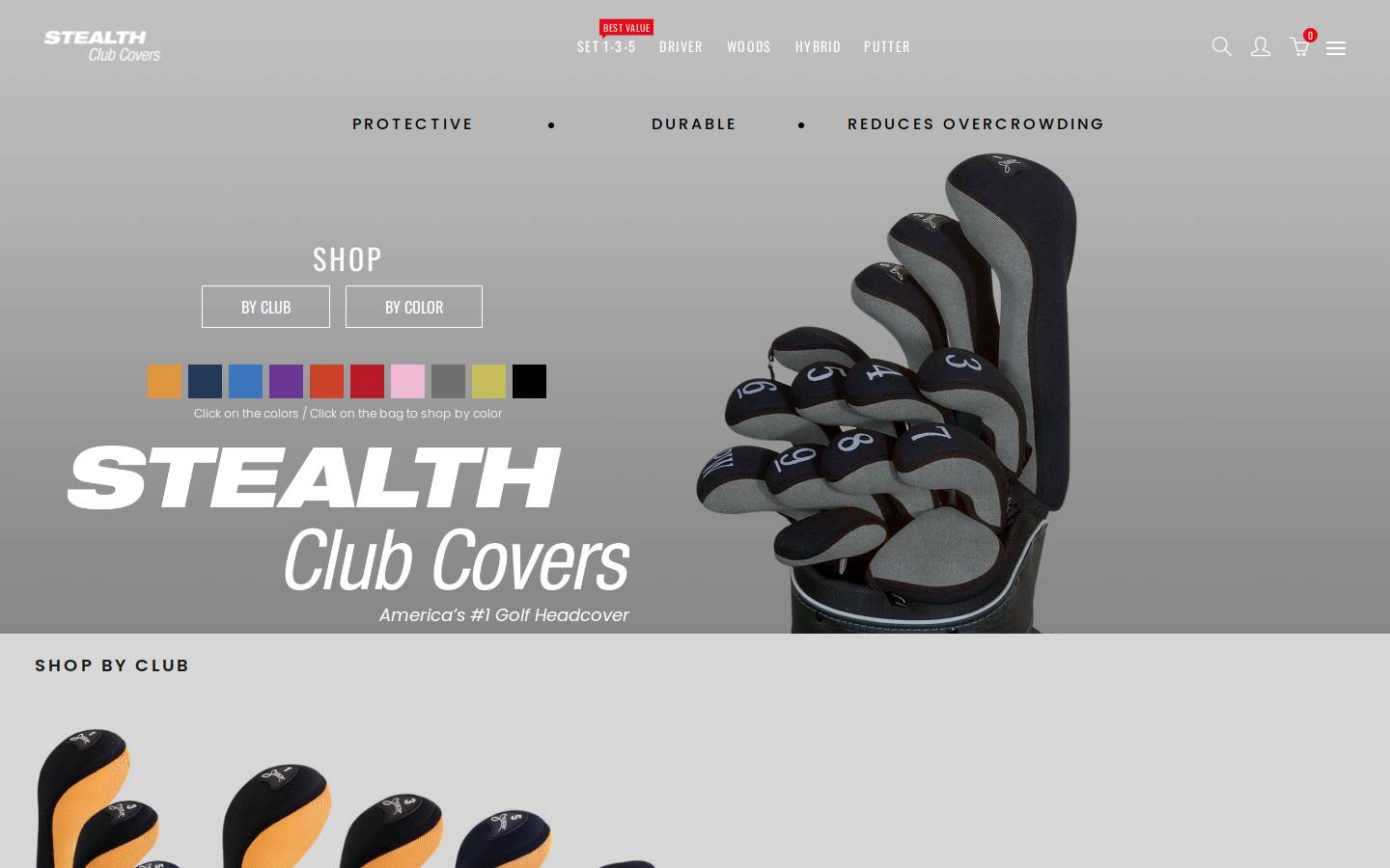 stealthclubcovers.com homepage screenshot