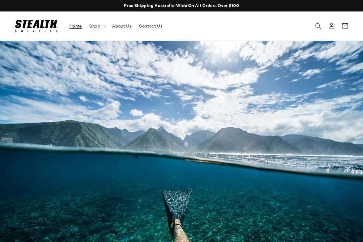 stealthfins.com.au homepage screenshot