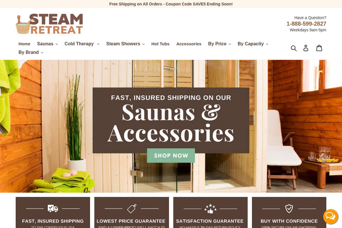 steamretreat.com homepage screenshot