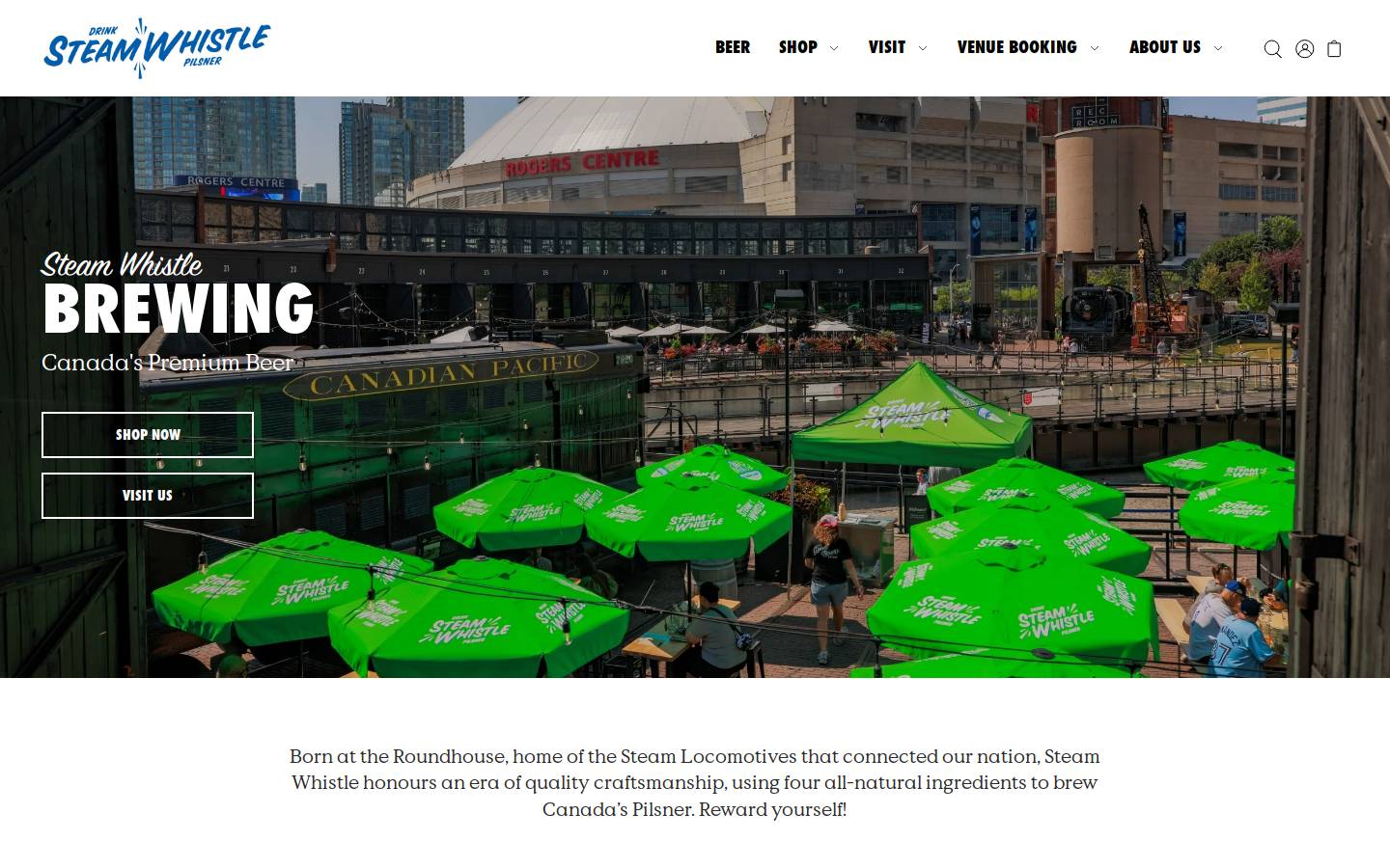 Steam Whistle Brewing homepage screenshot