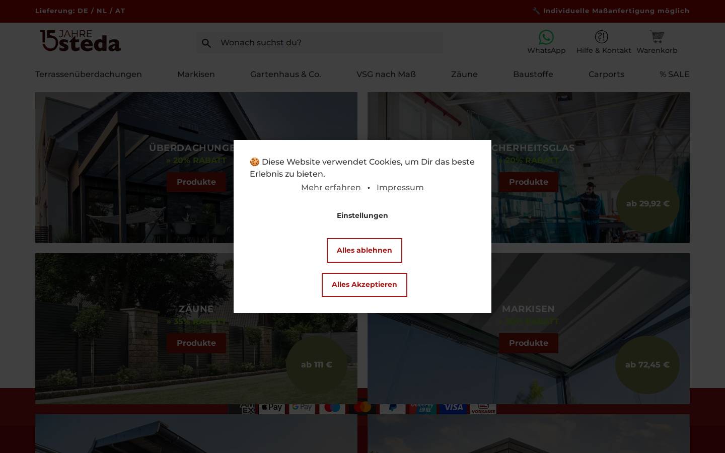 Steda homepage screenshot