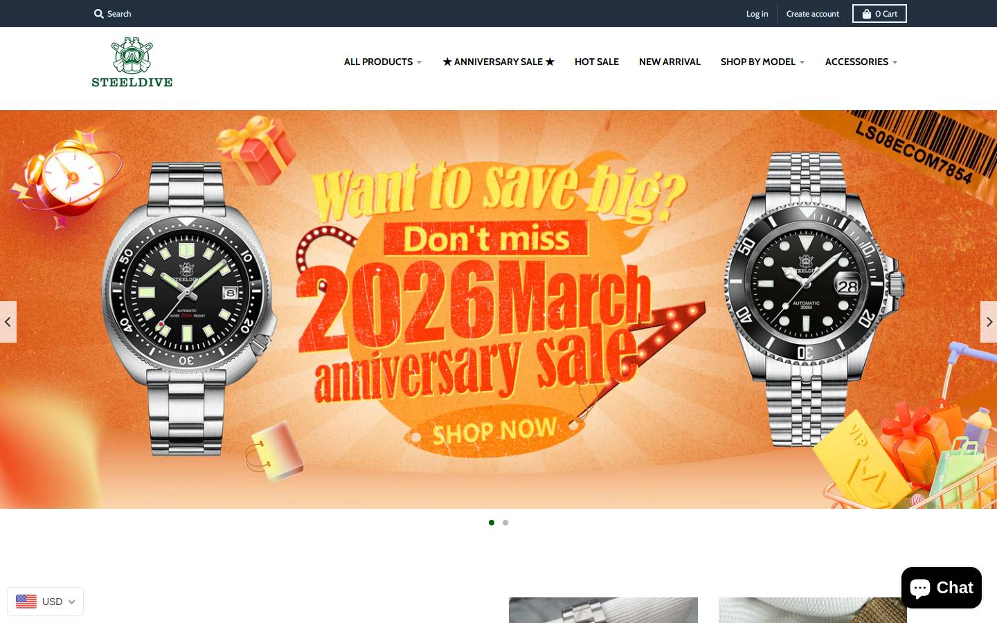 Steeldive Watch homepage screenshot