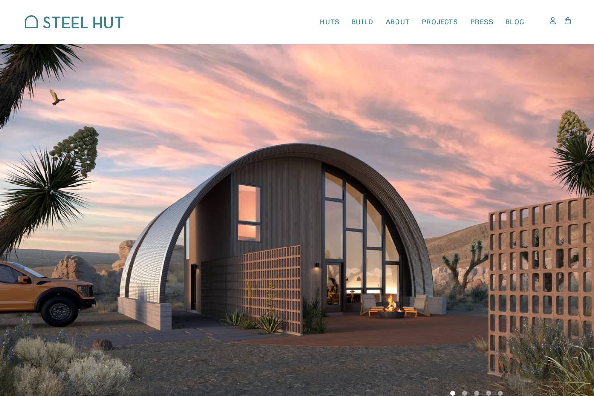steelhuts.com homepage screenshot