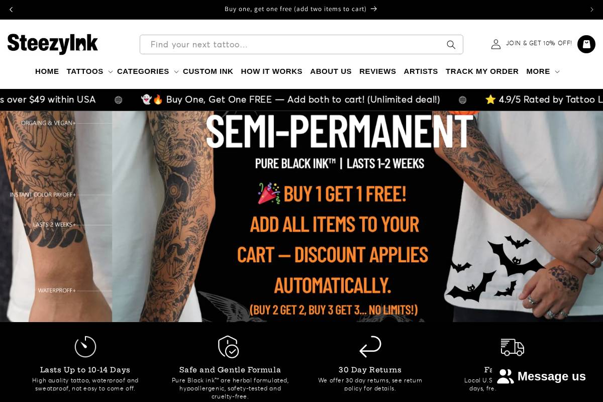 Steezyink homepage screenshot