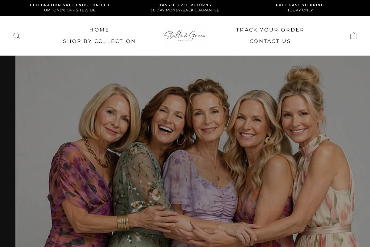 Stellaandgracedresses homepage screenshot