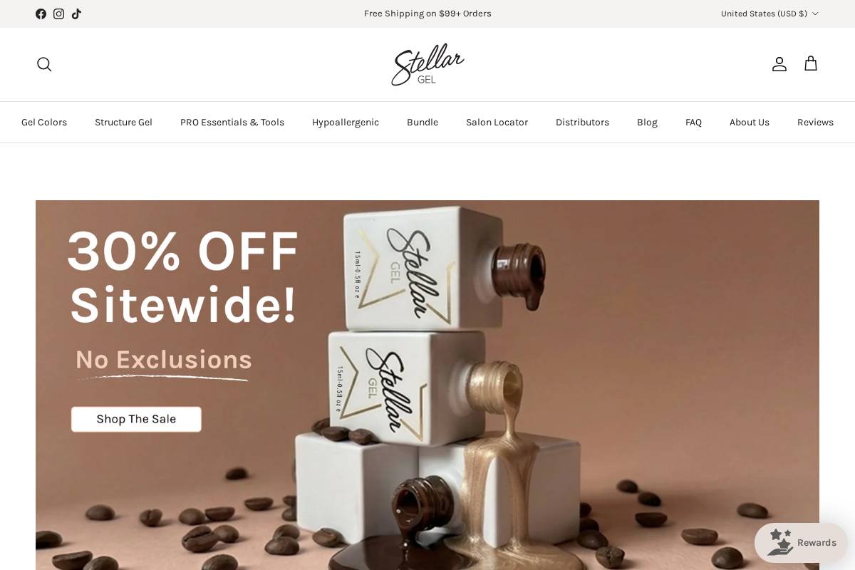 Stellar Gel homepage screenshot