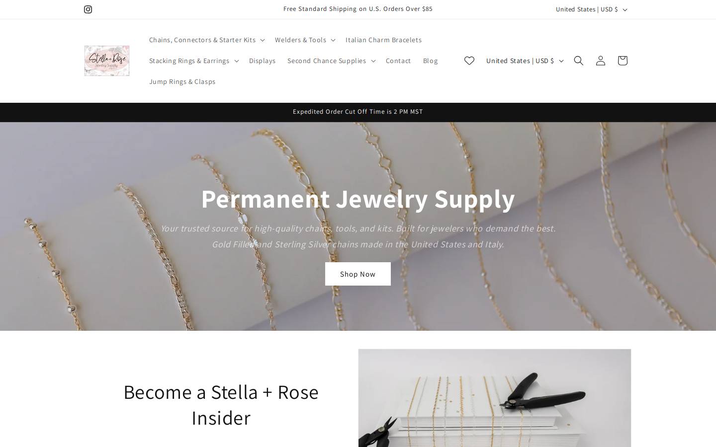 stellarosejewelrysupply.com homepage screenshot