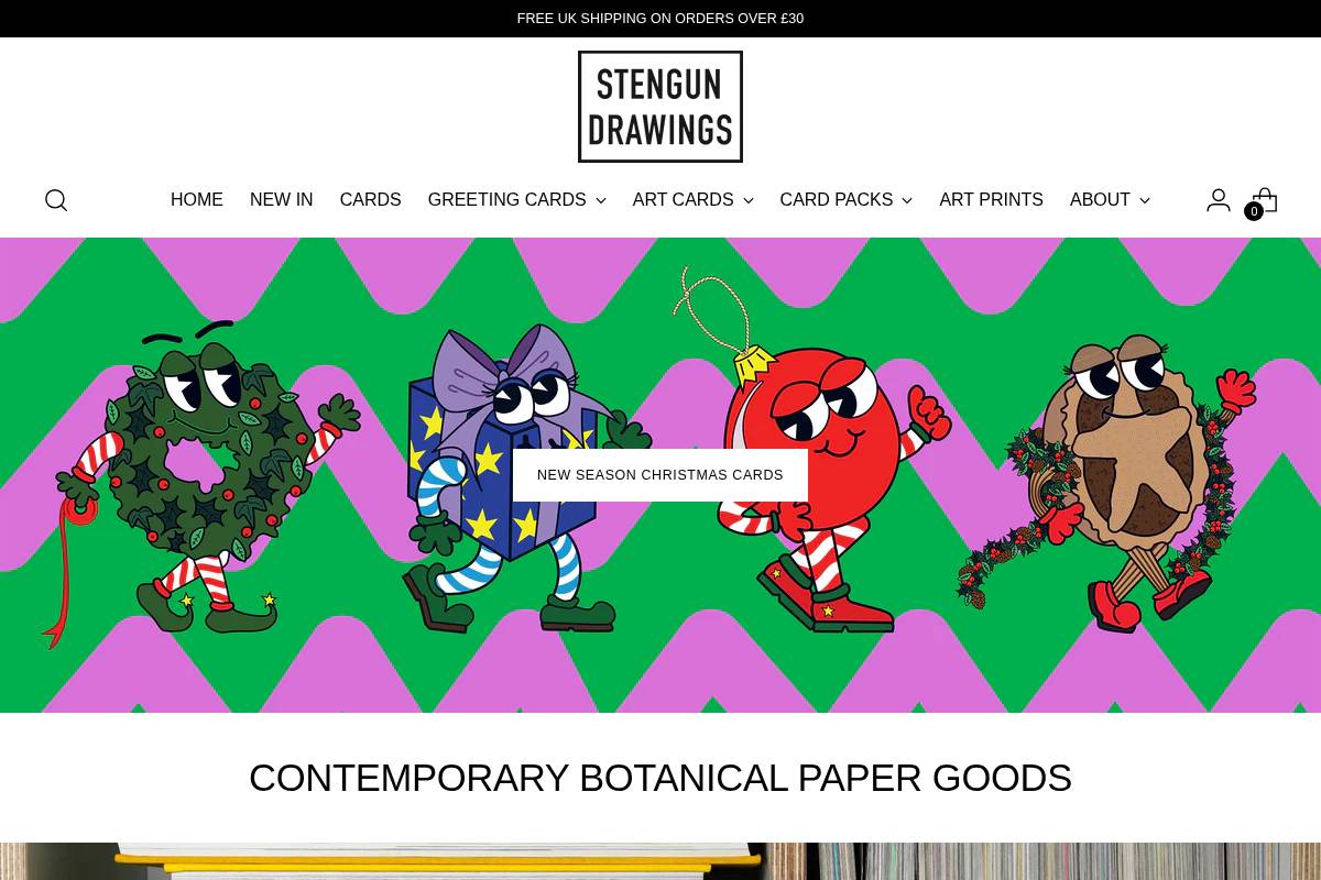 STENGUN DRAWINGS homepage screenshot
