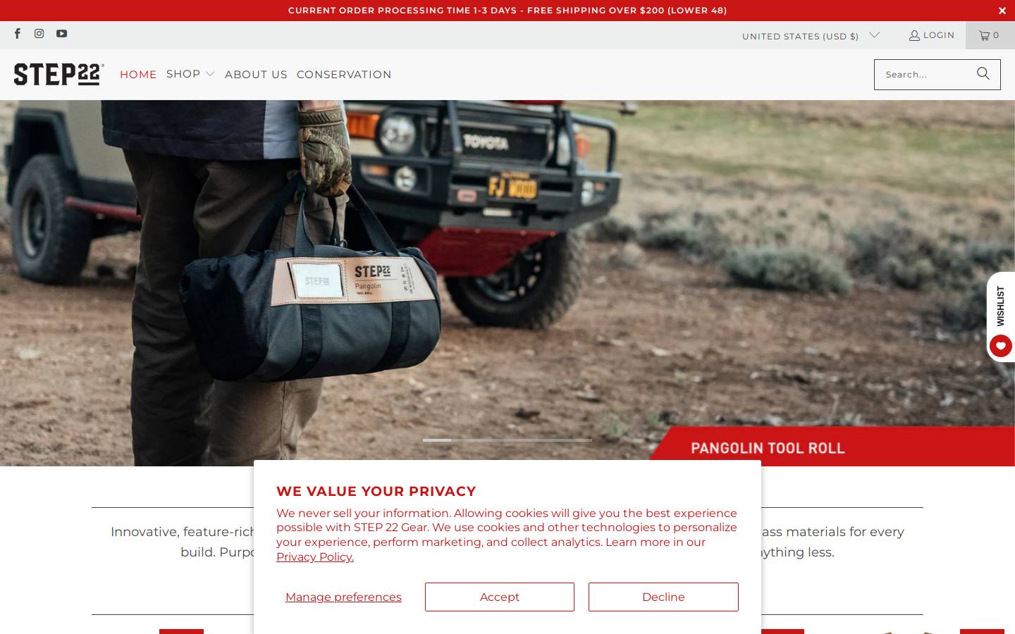 STEP 22 Gear homepage screenshot