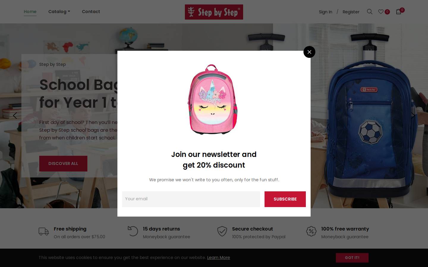 stepbystepbags.com homepage screenshot