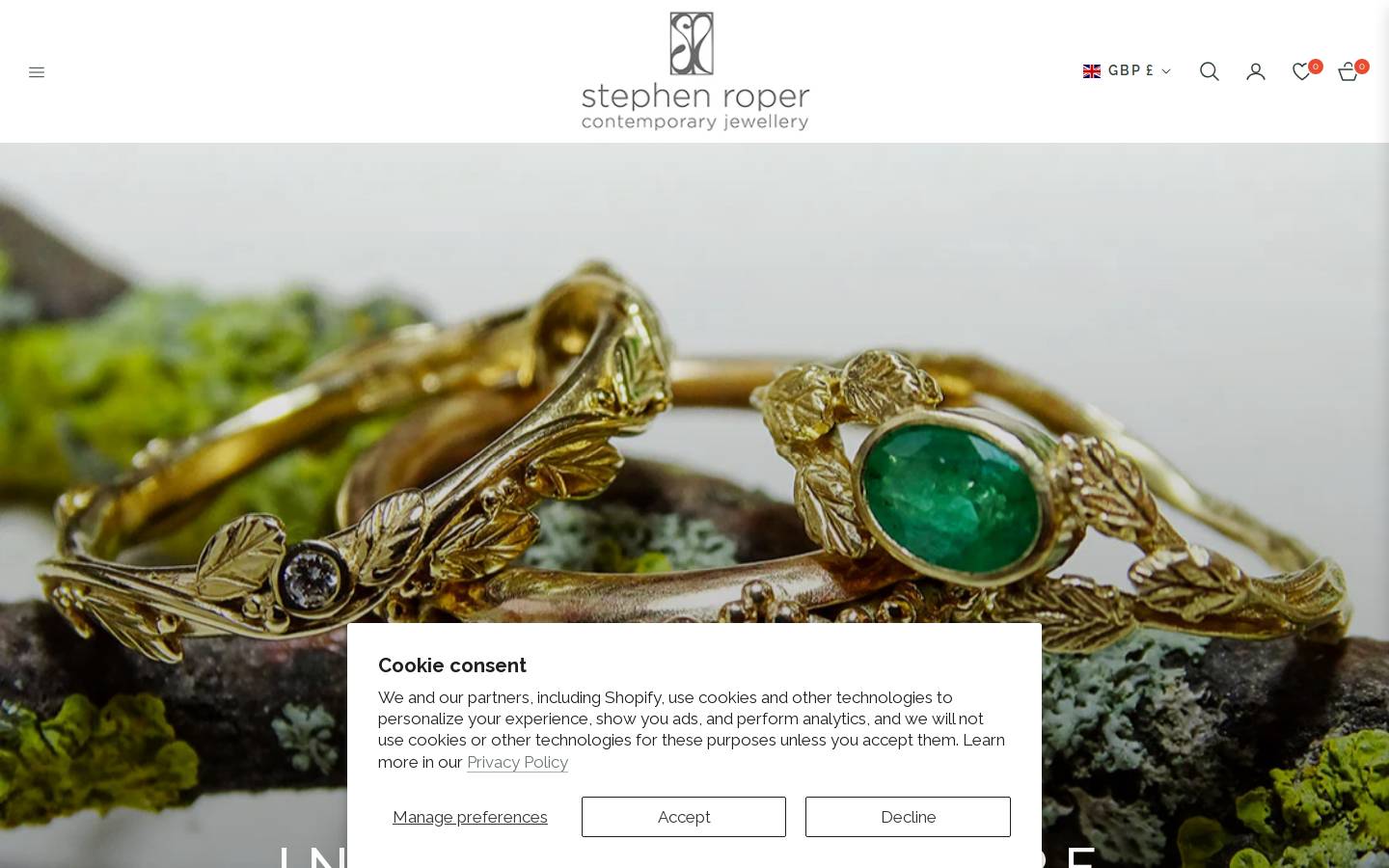 stephenroperjewellery.com homepage screenshot