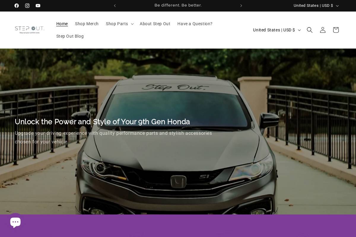 stepoutshop.co homepage screenshot