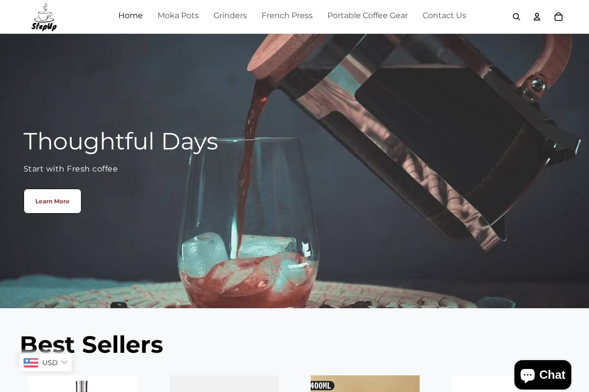 Stepupcoffeelove homepage screenshot