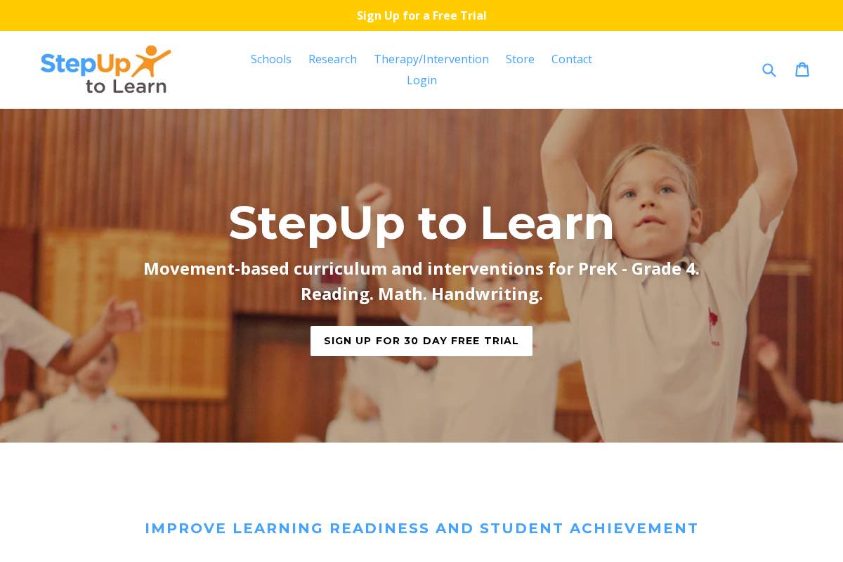 StepUp to Learn homepage screenshot