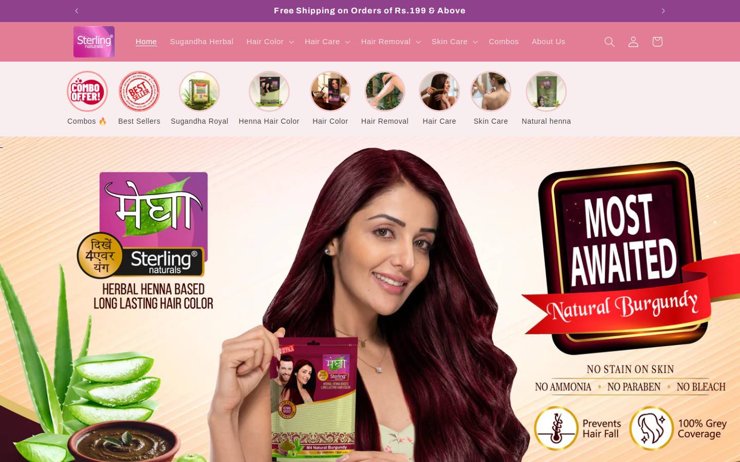 sterlingnaturals.in homepage screenshot