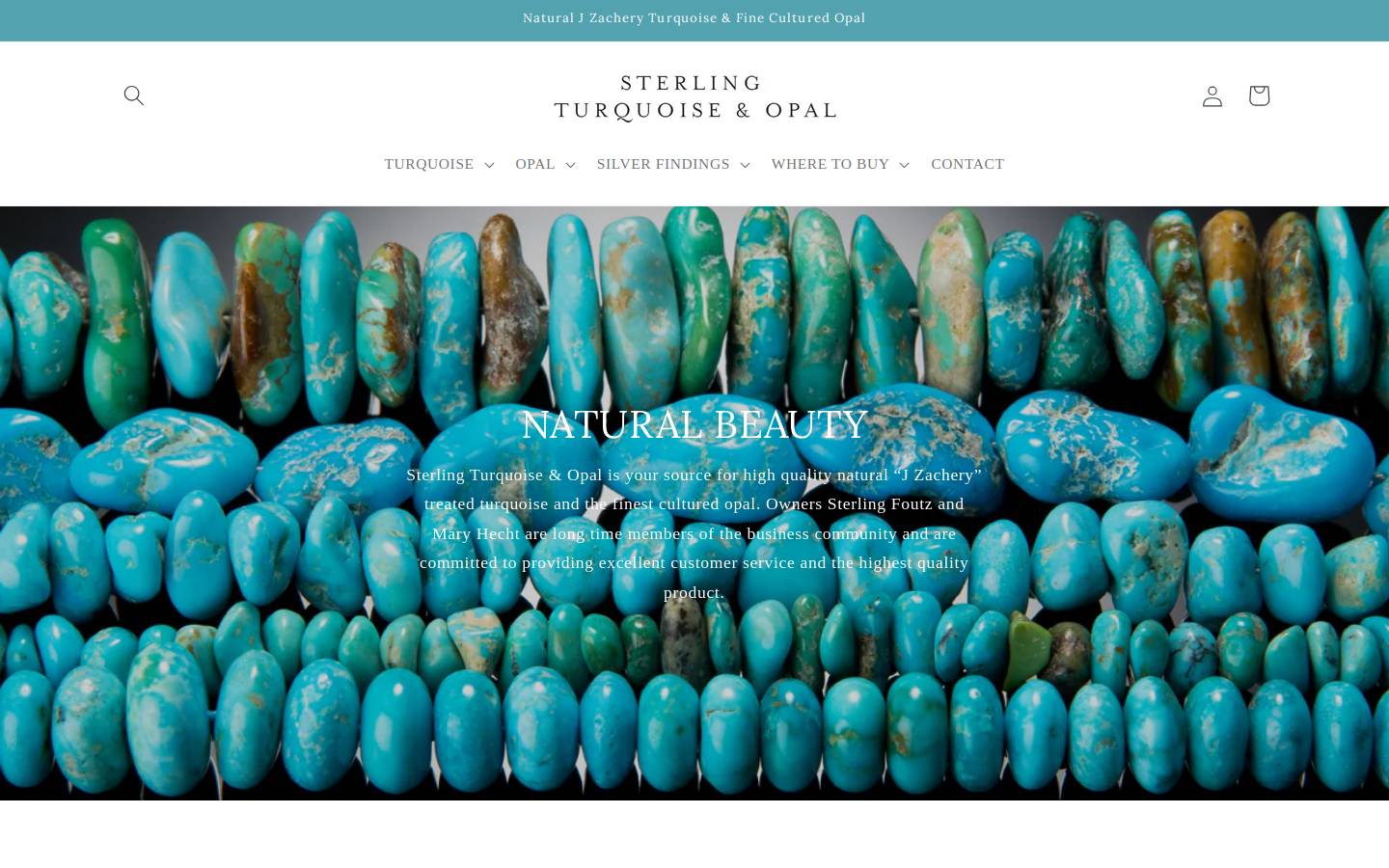 sterlingturquoiseandopal.com homepage screenshot