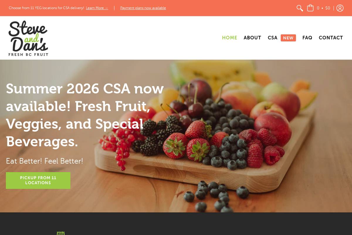 steveanddansonlinemarket.ca homepage screenshot