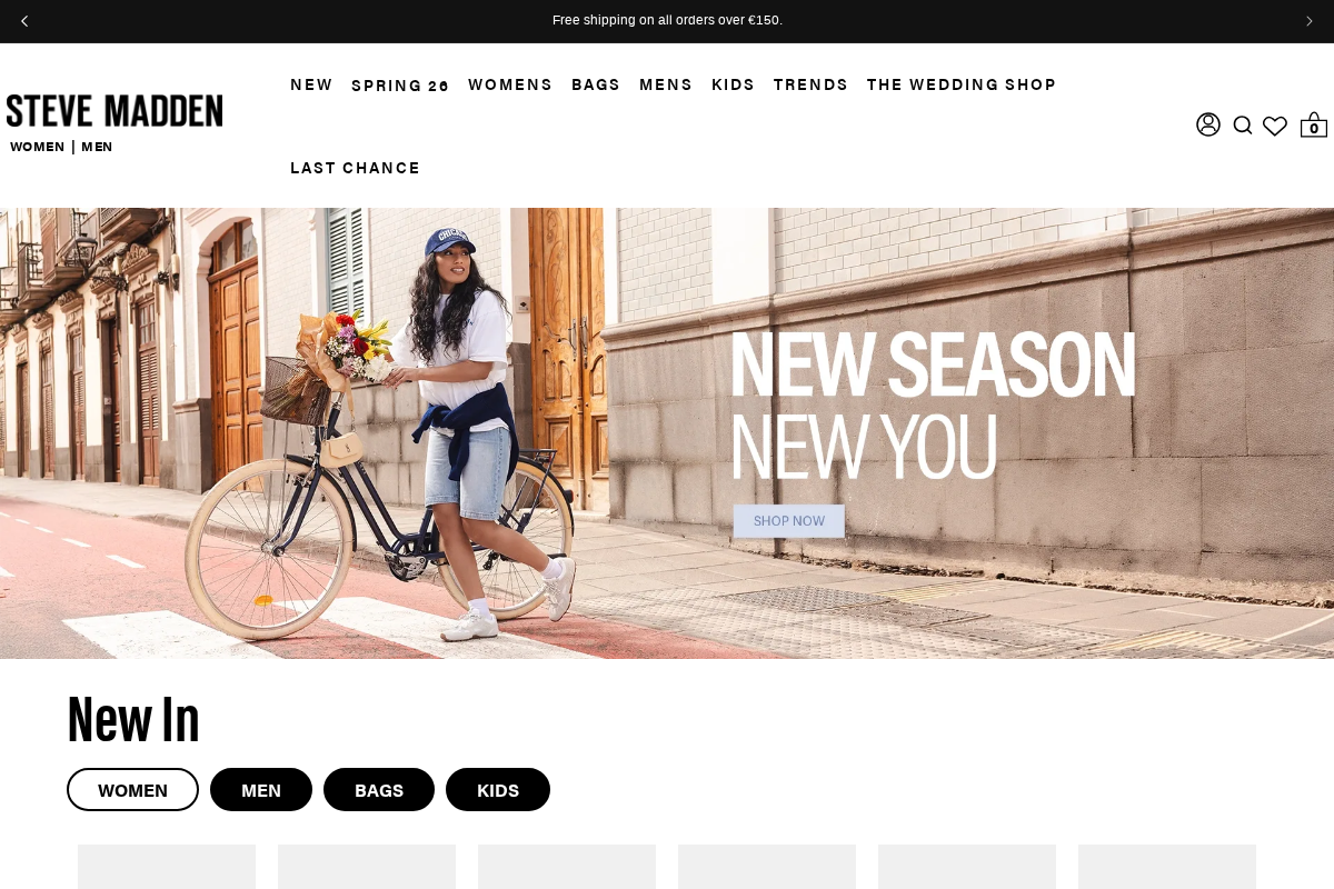 Steve Madden Europe homepage screenshot
