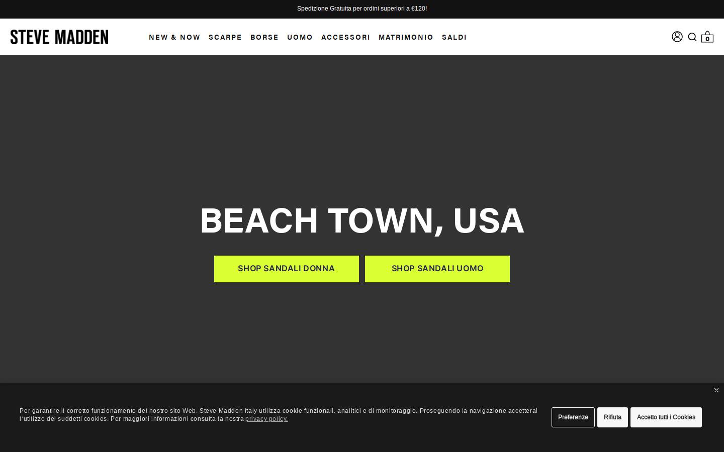 Steven Madden homepage screenshot