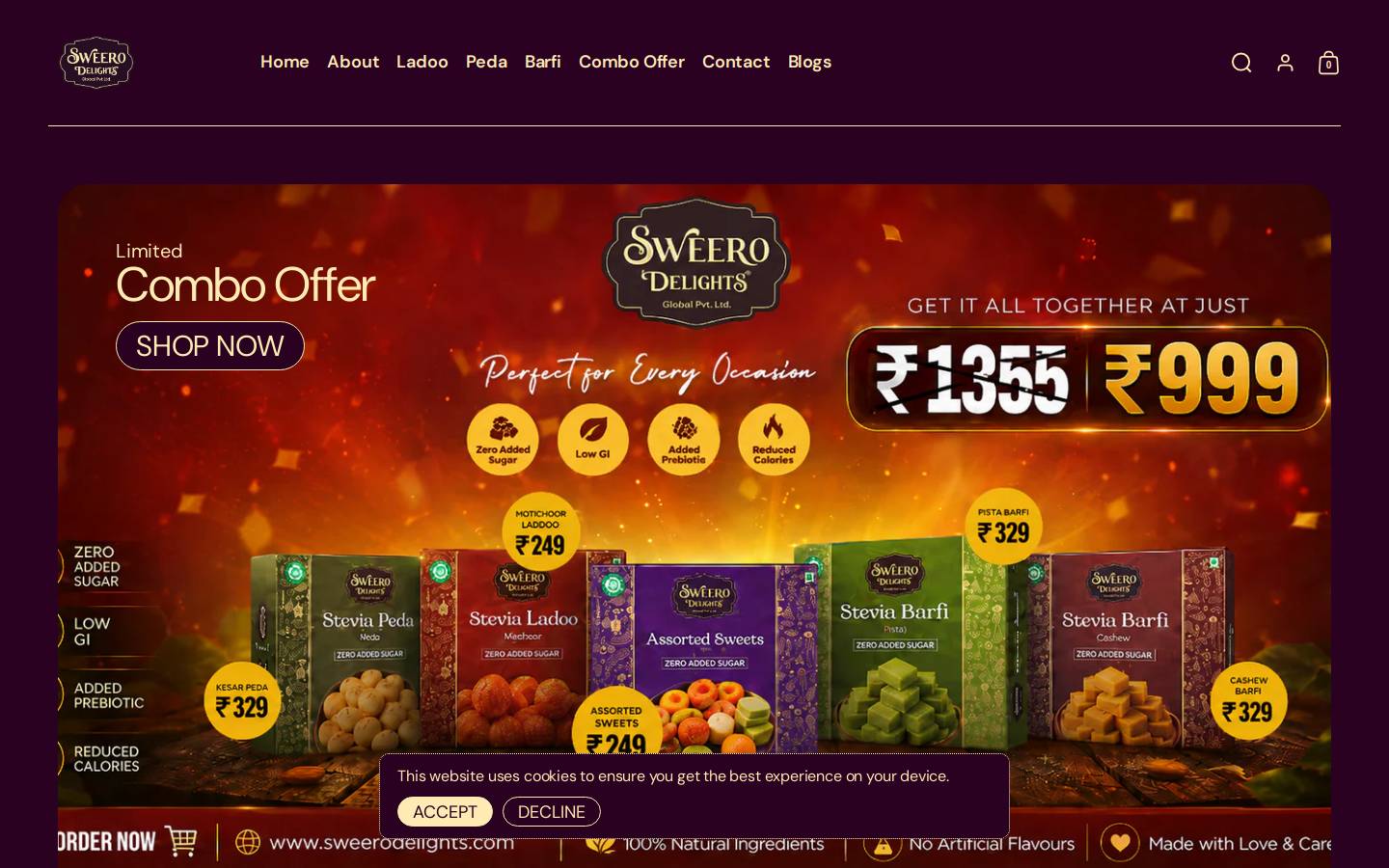 steviadelights.com homepage screenshot