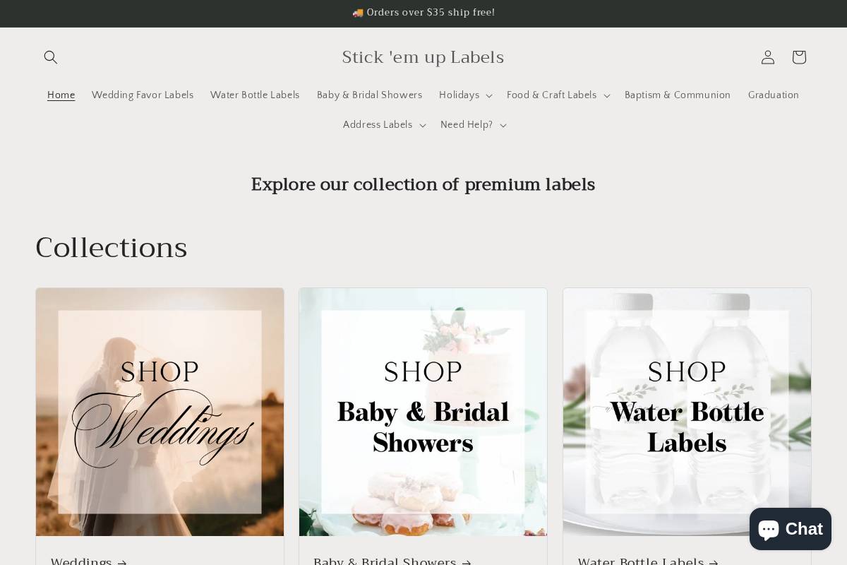 stickemuplabels.com homepage screenshot