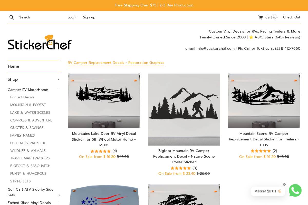stickerchef.com homepage screenshot