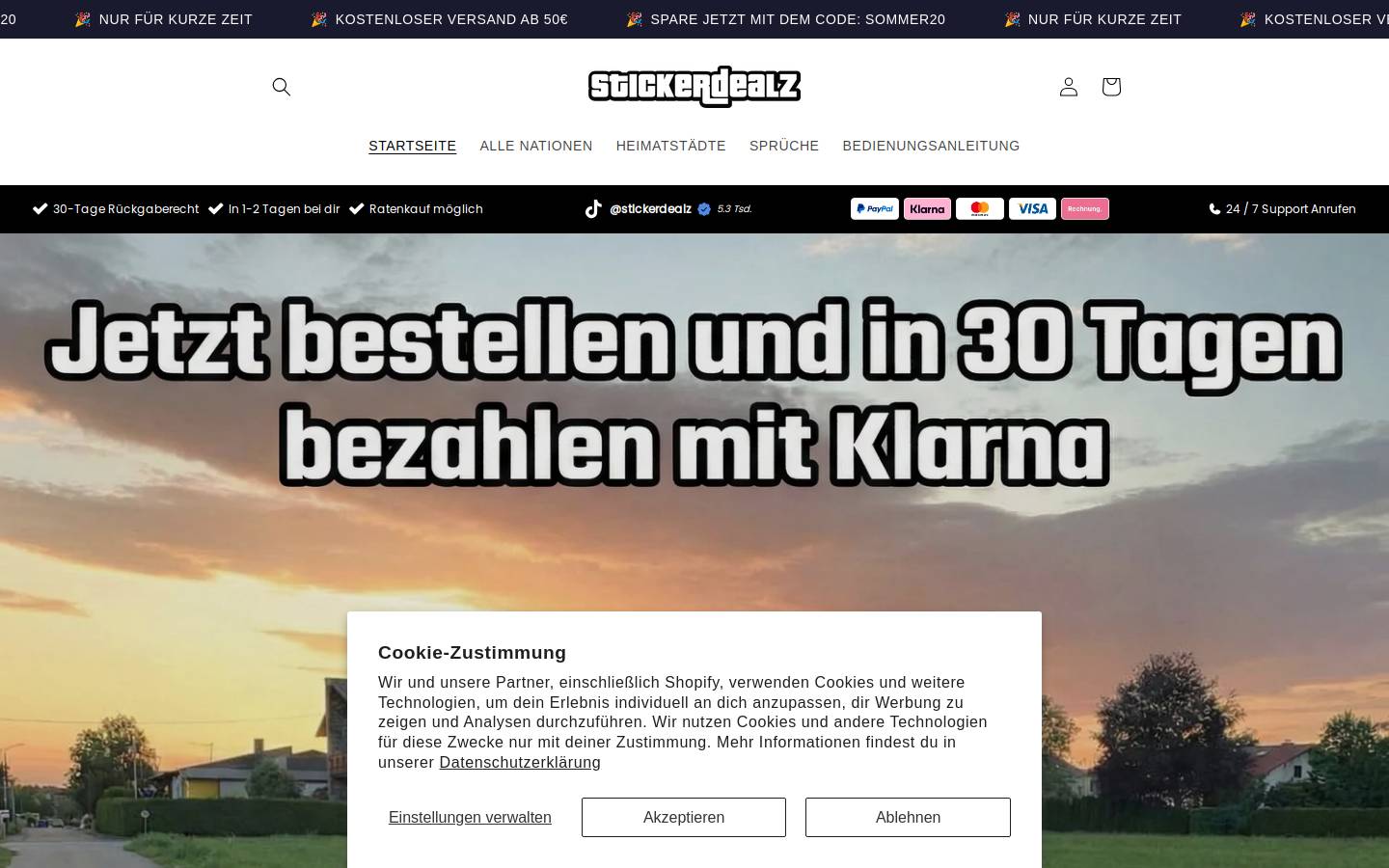 stickerdealz.com homepage screenshot