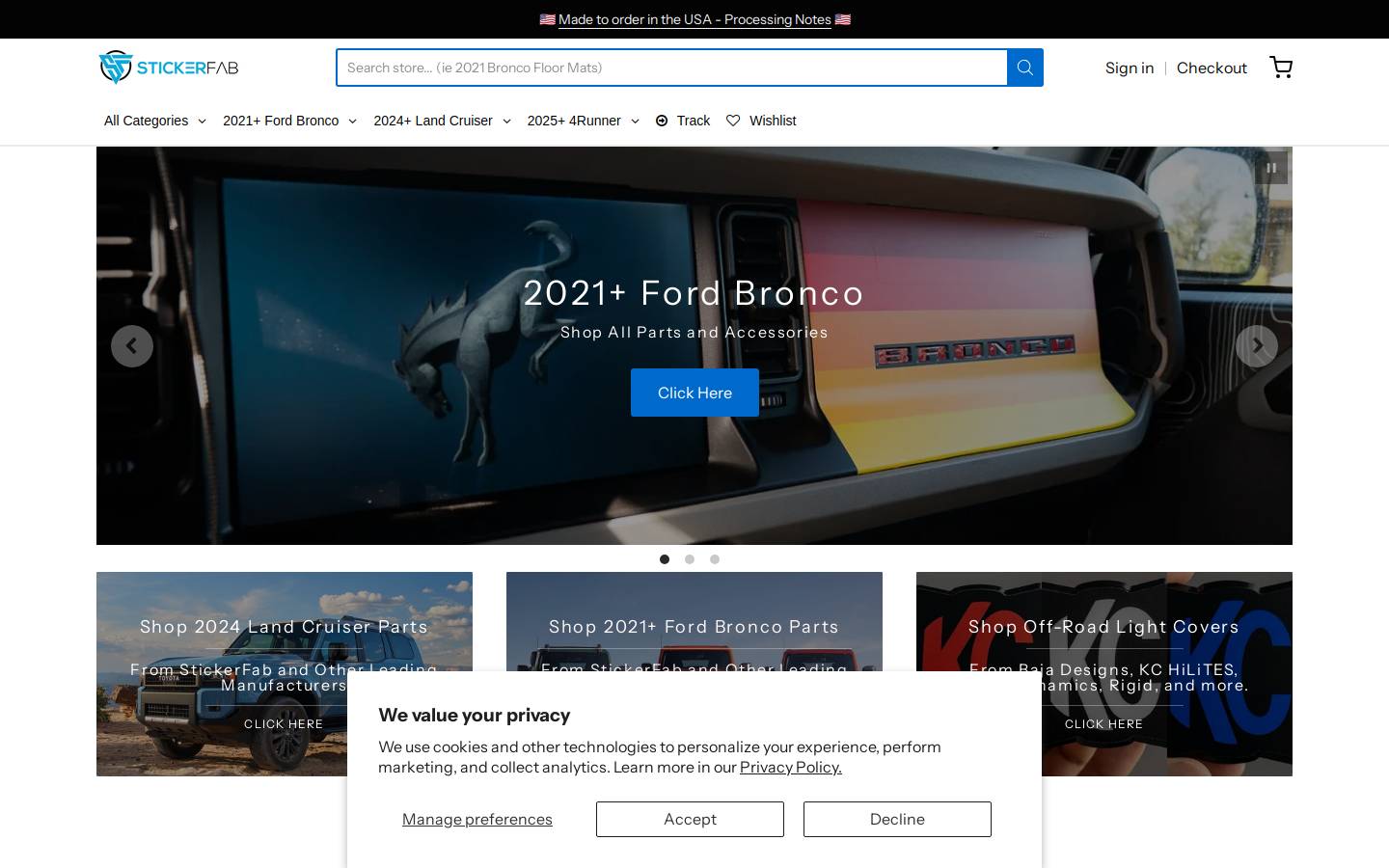 Stickerfab homepage screenshot