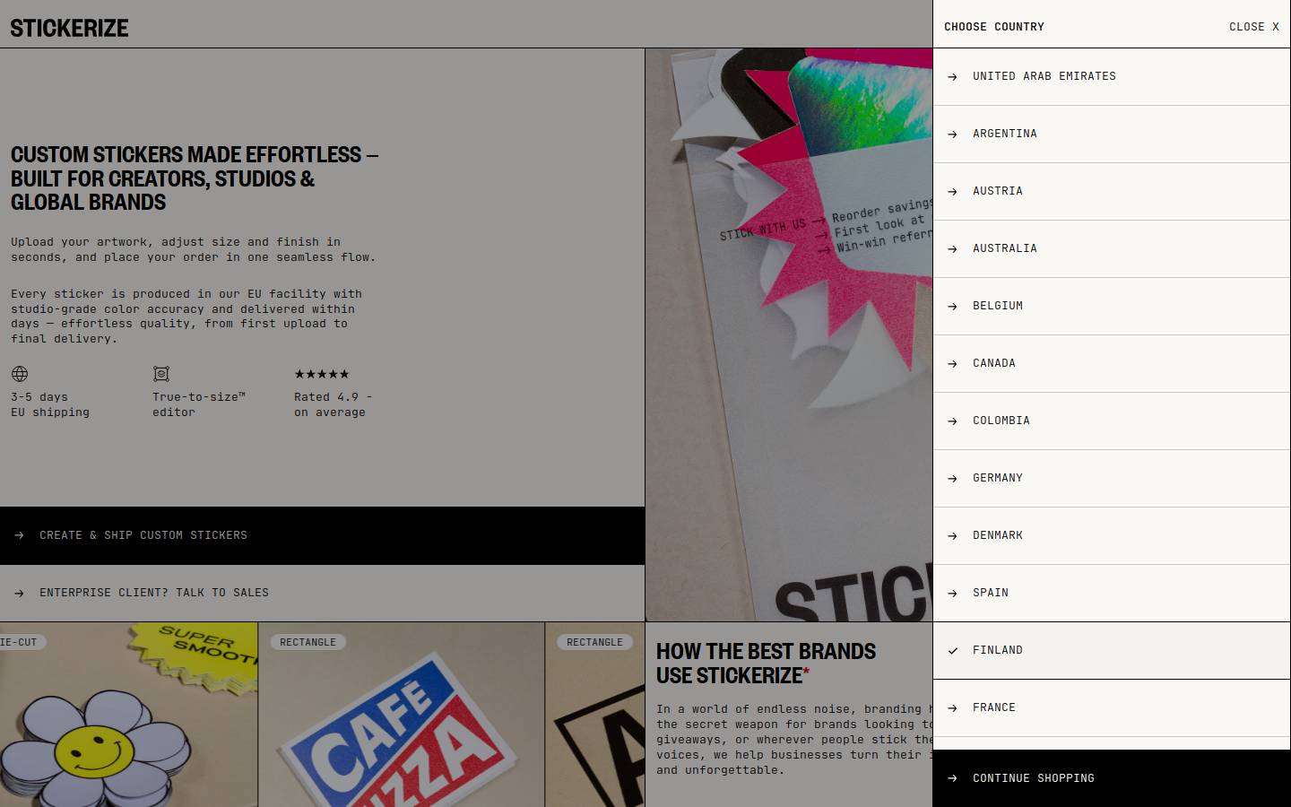 Stickerize homepage screenshot