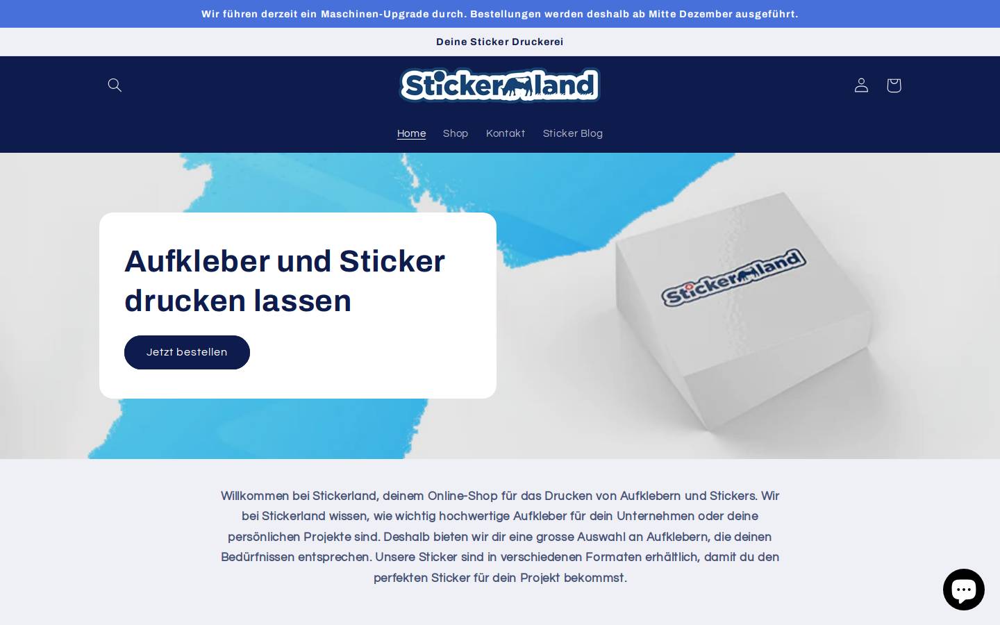 stickerland.ch homepage screenshot