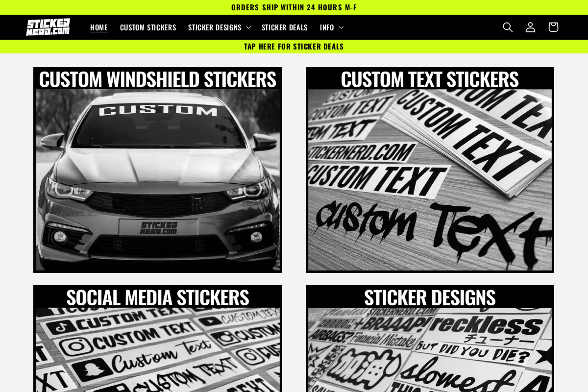 StickerNerd.com homepage screenshot